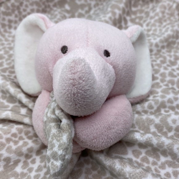 Carter’s Plush Pink Elephant Lovey Security Blanket Rattle Hearts - Picture 2 of 8